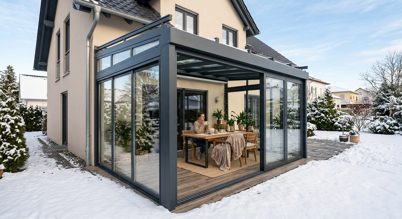 Wintergartenbau in München und Umgebung, verschiedenfarbig von anthrazit bis weiss 